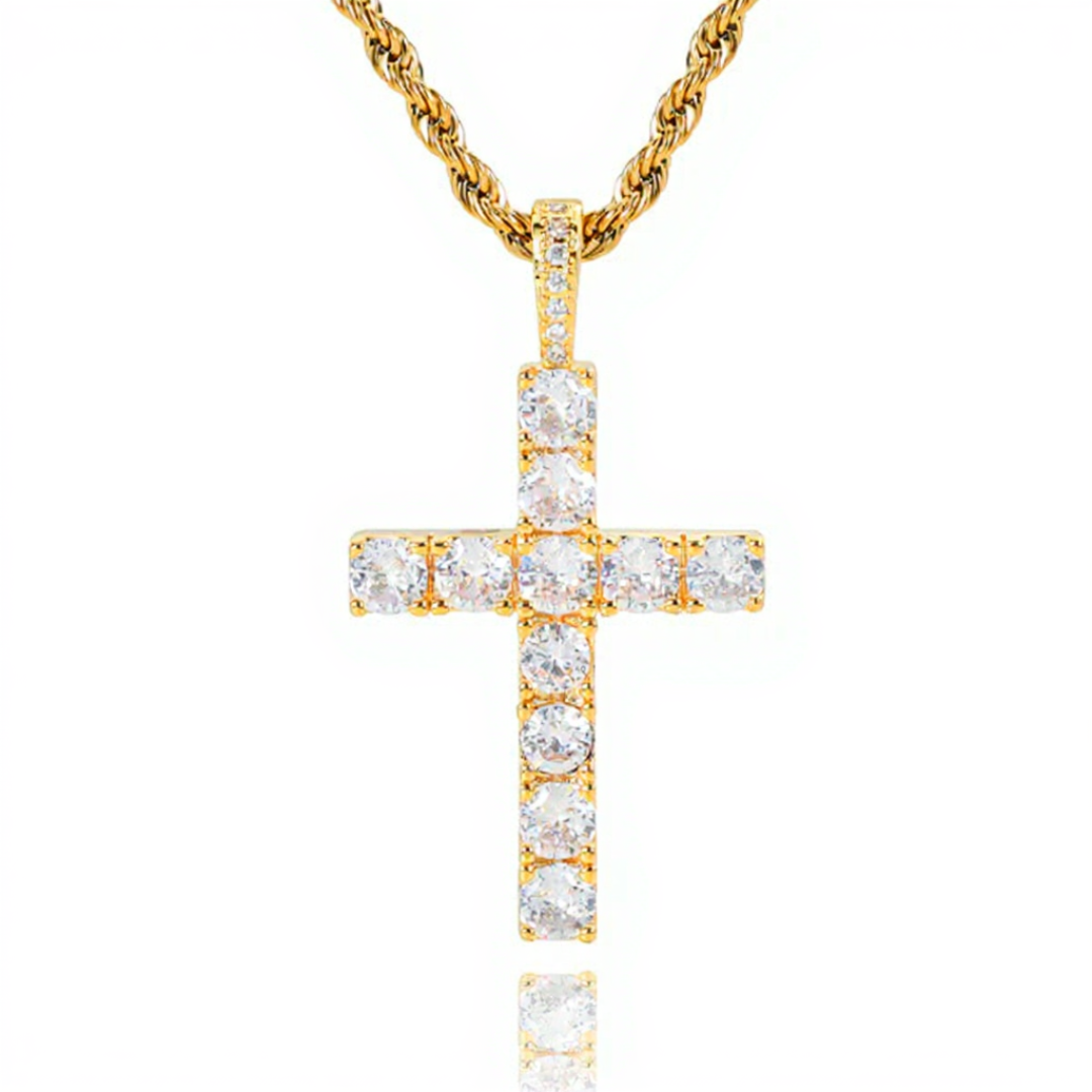 Faith™ | Gold Moissanite Cross Necklace