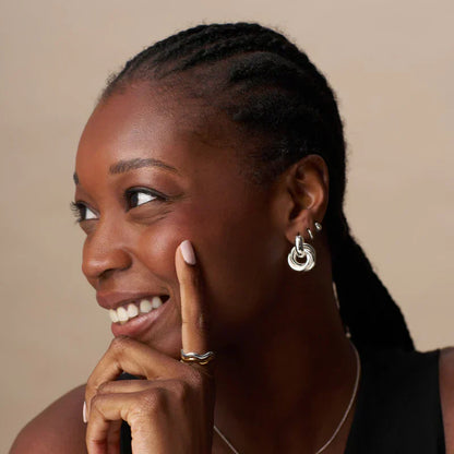 Statement Interlocking Earrings | White Gold