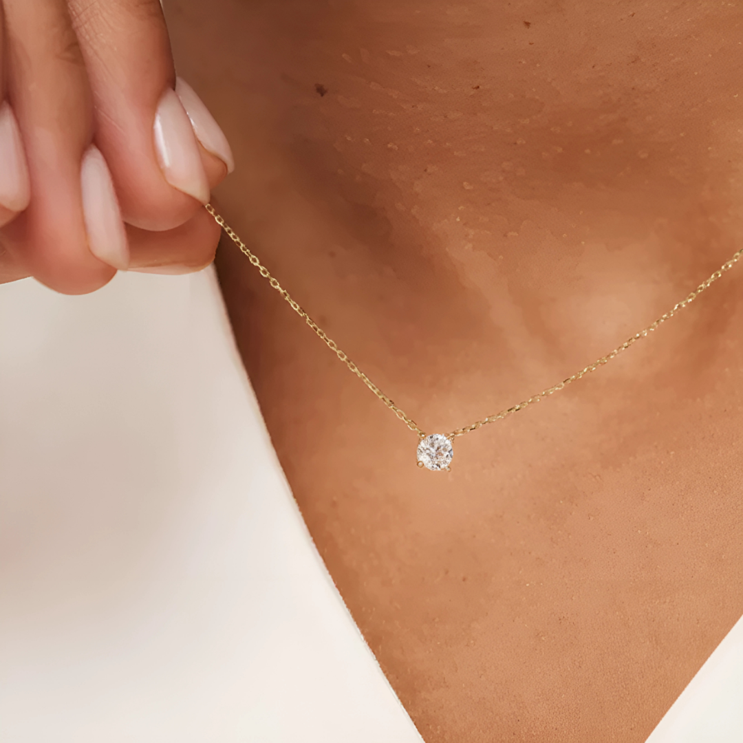 Clea™ | Gold Moissanite Stone Necklace