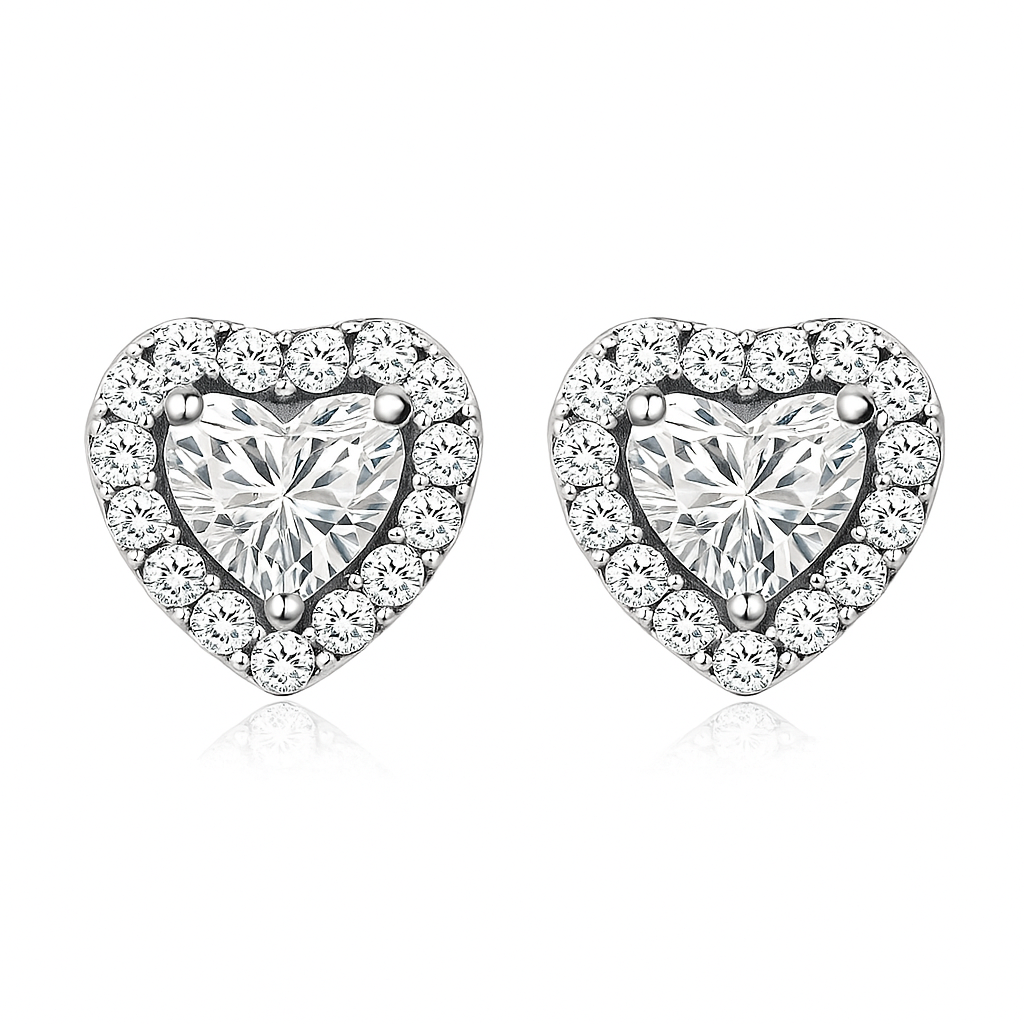 Luna Heart Earrings | White Gold