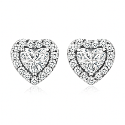 Luna Heart Earrings | White Gold