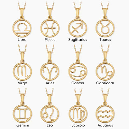 Zodiac sign necklace | Gold