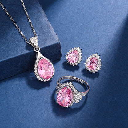 Aria Teardrop Pink Set | White Gold