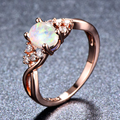 Sylva Moonhart White Ring | Rose Gold