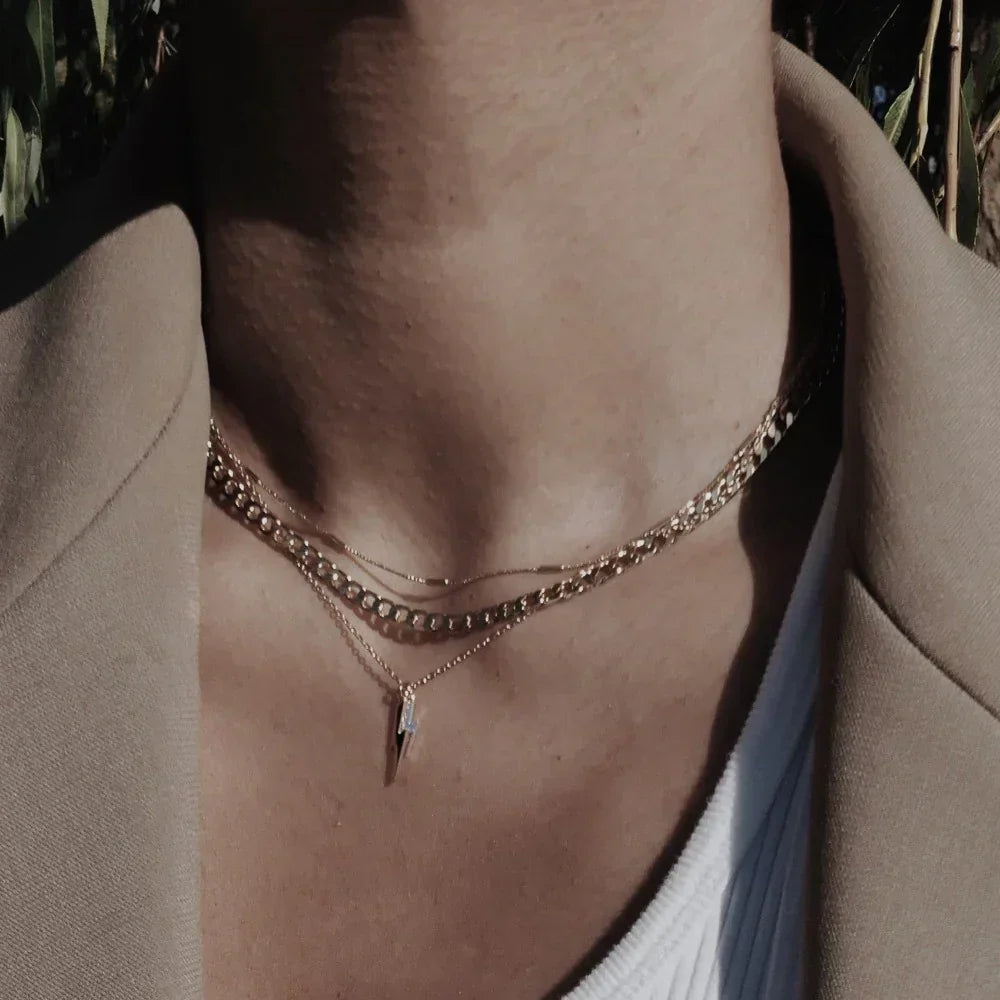 Vero™ | Gold Flat Link Curb Chain Necklace