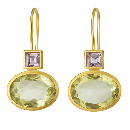 Vintage™ | Women's Green Crystal Gold Earrings