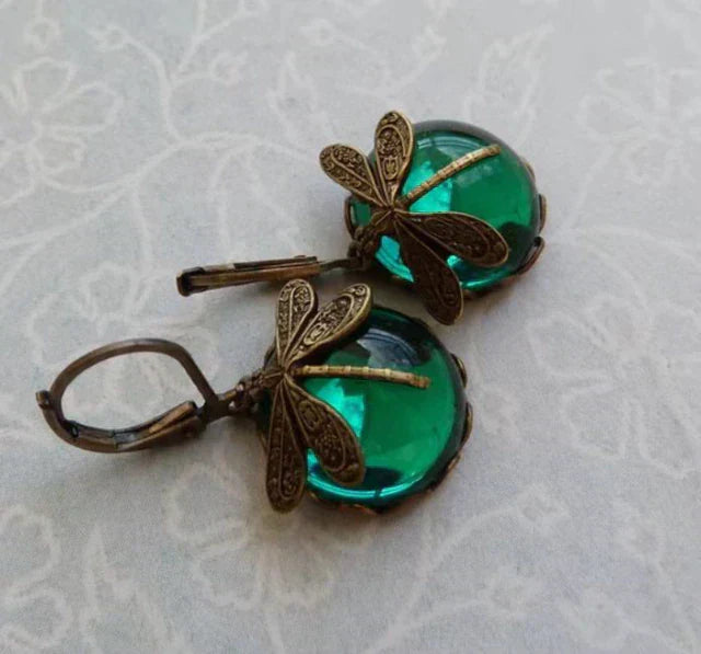 Elowen™ | Antique Crystal Dragonfly Earrings