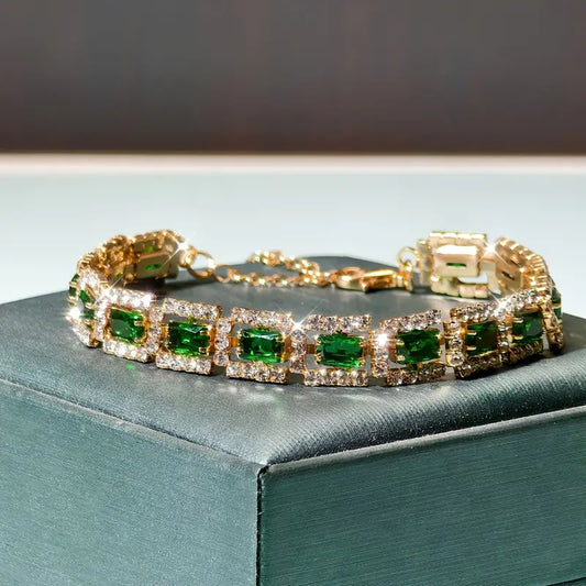 Emerald Green Statement Bracelet | Gold