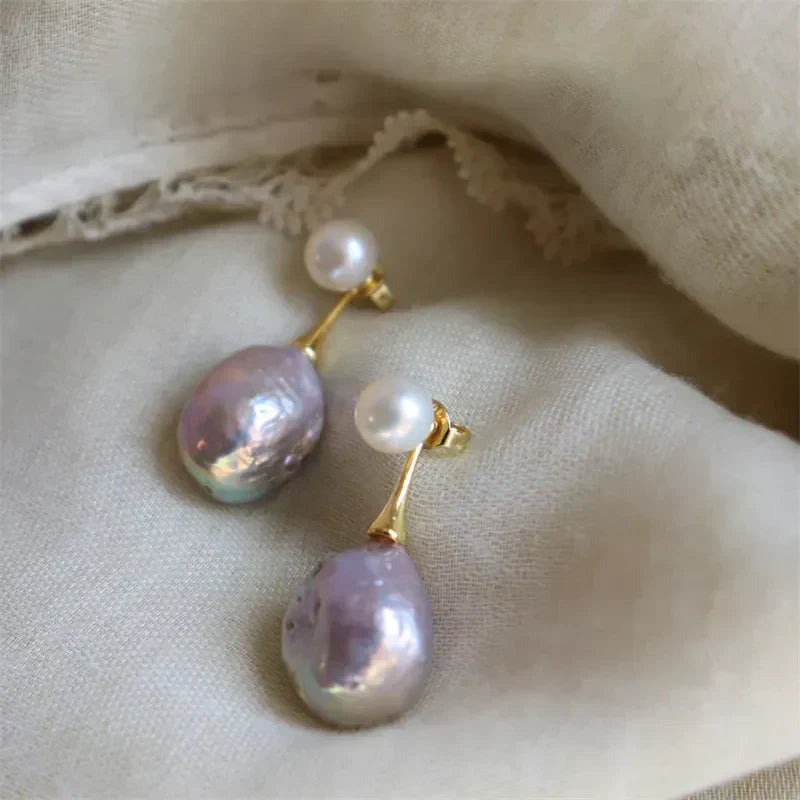 Exquisite Lilac Pearl Earrings | Gold