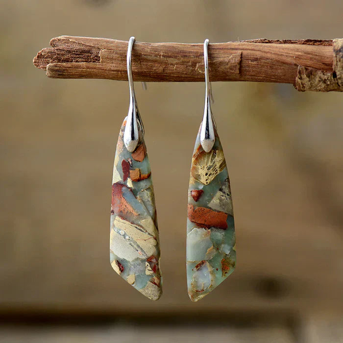 Antique Nature Stone Earrings | Gold