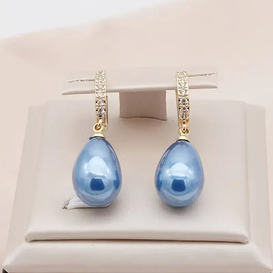 Blue Ocean Dew Earrings | Gold