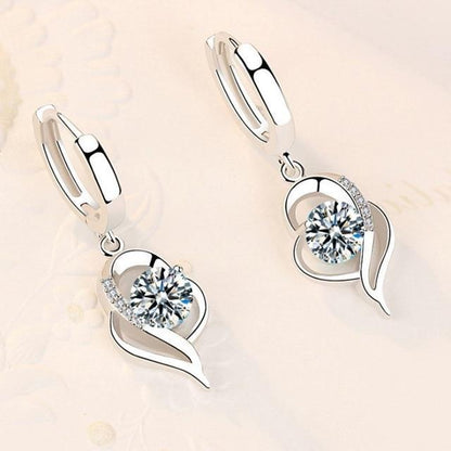 Sterling Silver and Zirconia Inlaid Floral Earrings | White Gold